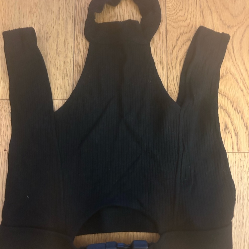 Black Ribbed Halter Crop Top